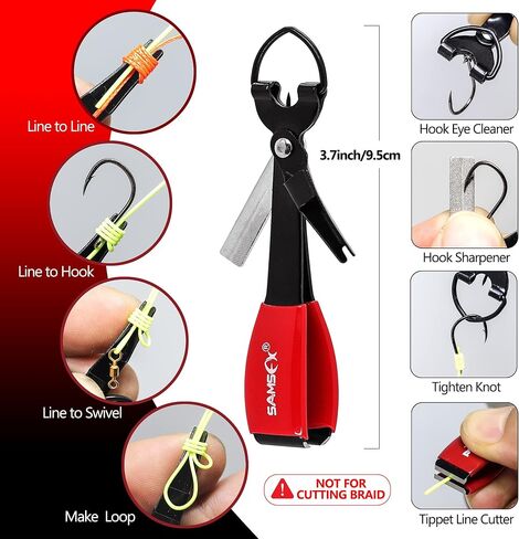 SAMSFX Fishing Knot Tying Tool, Multifunctional Fly Fishing Nippers with Retractor, Fishing Line Knot Tyer, Fast Tie Nail Knots, Tackle Box Accessory in Saudi Arabia