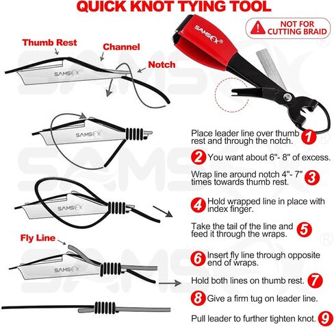 SAMSFX Fishing Knot Tying Tool, Multifunctional Fly Fishing Nippers with Retractor, Fishing Line Knot Tyer, Fast Tie Nail Knots, Tackle Box Accessory in Saudi Arabia