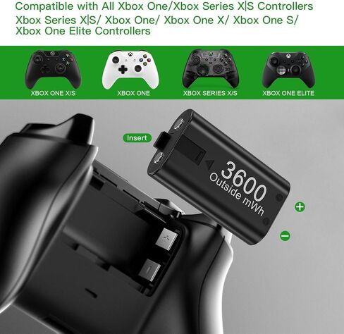 4 Pack Rechargeable Xbox Controller Batteries with Charging Station,Charger Dock with 4 x 3600mWh NiMH Battery for Xbox One/Xbox Series X|S,Xbox One S/X/Elite Controllers in Saudi Arabia