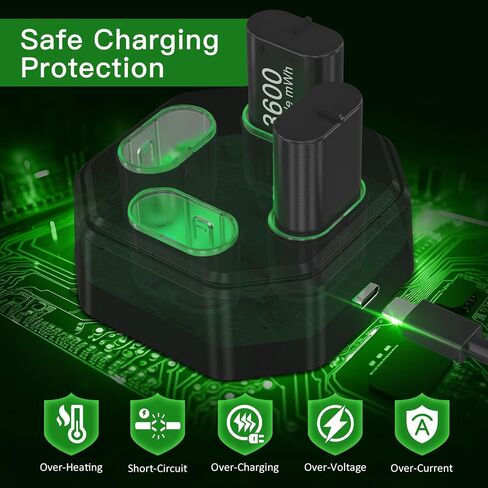4 Pack Rechargeable Xbox Controller Batteries with Charging Station,Charger Dock with 4 x 3600mWh NiMH Battery for Xbox One/Xbox Series X|S,Xbox One S/X/Elite Controllers in Saudi Arabia