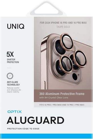 UNIQ OPX ALUMINIUM CAMERA LENS PROTECTOR compatible with iPhone 16 Pro & iPhone 16 Pro Max, Midnight (Black) in Saudi Arabia