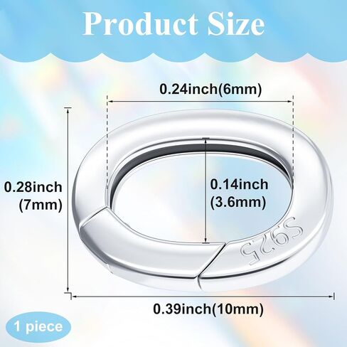 925 Sterling Silver Oval Necklace Shortener Clasp, Tiny Pearl Carabiner Clip Closures Wedding Prom Christmas Bracelet Enhancer Connector Lobster Jewelry Accessories for Women in Saudi Arabia