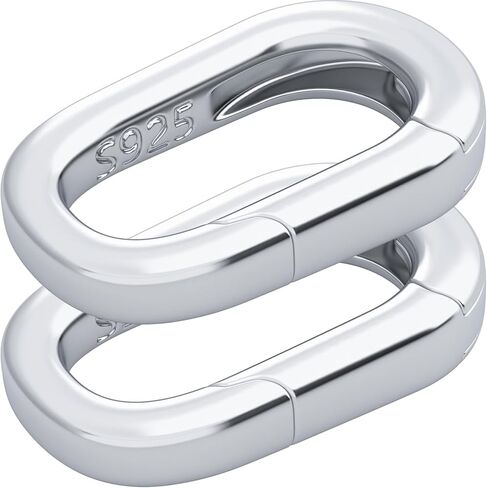 925 Sterling Silver Oval Necklace Shortener Clasp, Tiny Pearl Carabiner Clip Closures Wedding Prom Christmas Bracelet Enhancer Connector Lobster Jewelry Accessories for Women in Saudi Arabia
