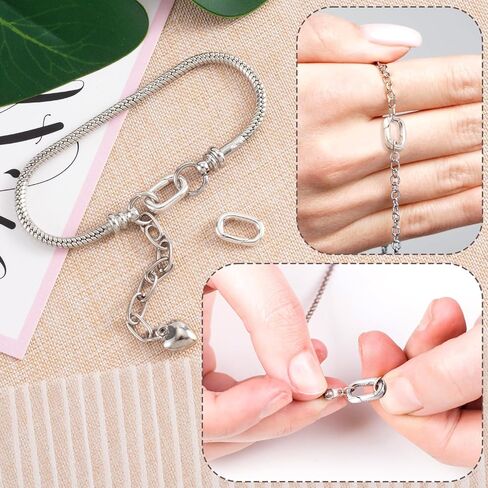 925 Sterling Silver Oval Necklace Shortener Clasp, Tiny Pearl Carabiner Clip Closures Wedding Prom Christmas Bracelet Enhancer Connector Lobster Jewelry Accessories for Women in Saudi Arabia