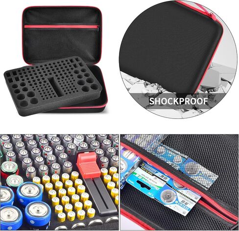 Battery Organizer Case, Batteries Storage Holder Container with Tester Checker. Garage Organization Box for AA AAA 9V C D Lithium 3V LR44 CR2016 CR1632 CR2032 CR2025 (Not Includes Battery Pack) -Black in Saudi Arabia
