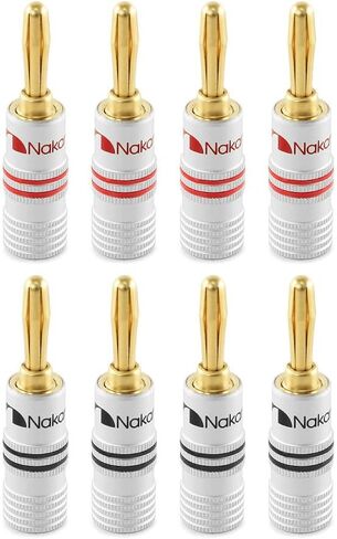 Nakamichi GrubLock Excel Series 24k Gold Plated Banana Plugs, 10-18 AWG in Kuwait