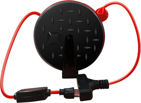 YOJOE 30 Ft Retractable Extension Cord Reel, 16/3 SJTW Power Cord with 3 Electrical Outlets and 10 Amp Circuit Breaker, Ceiling or Wall Mount, Adjustable Stopper,Yellow in Saudi Arabia