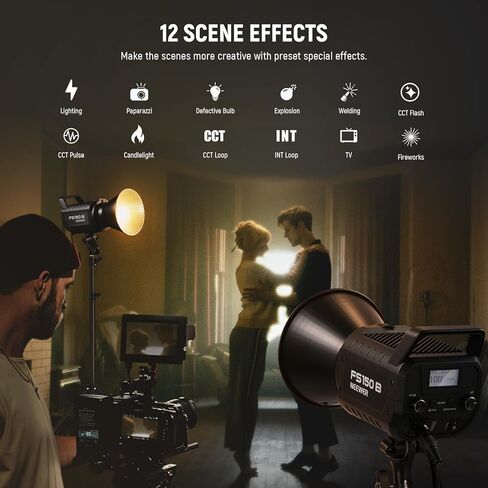 NEEWER 130W RGB LED Video Light APP/2.4G Control 17 تأثيرات، 2500-7500K 19800lux/1m COB إخراج الإضاءة المستمر مع CRI97/TLCI98 4 منحنيات يعتم، Bowens Mount Light Spotlight لتصوير الاستوديو، FS150C in Saudi Arabia