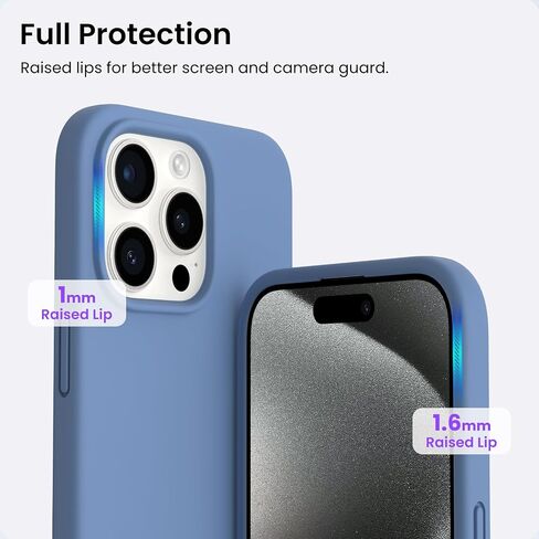 ORNARTO متوافق مع حافظة iPhone 15 Pro Max مقاس 6.7 بوصة، حافظة هاتف واقية من السيليكون السائل النحيف 3 طبقات من مطاط الجل الناعم المقاوم للصدمات مع بطانة من الألياف الدقيقة المضادة للخدش - وردي الطباشير in Saudi Arabia