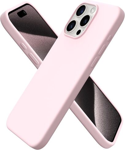 ORNARTO متوافق مع حافظة iPhone 15 Pro Max مقاس 6.7 بوصة، حافظة هاتف واقية من السيليكون السائل النحيف 3 طبقات من مطاط الجل الناعم المقاوم للصدمات مع بطانة من الألياف الدقيقة المضادة للخدش - وردي الطباشير in Saudi Arabia