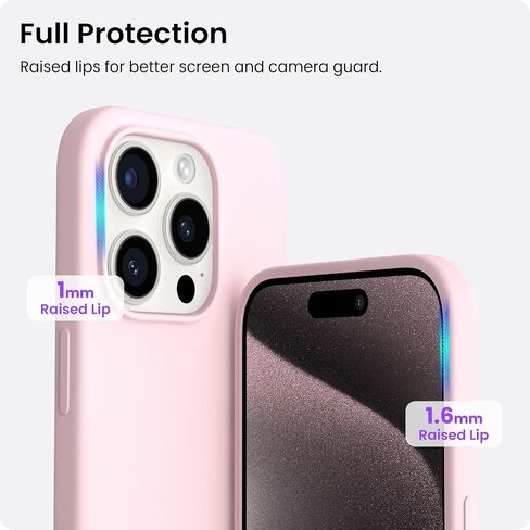 ORNARTO متوافق مع حافظة iPhone 15 Pro Max مقاس 6.7 بوصة، حافظة هاتف واقية من السيليكون السائل النحيف 3 طبقات من مطاط الجل الناعم المقاوم للصدمات مع بطانة من الألياف الدقيقة المضادة للخدش - وردي الطباشير in Saudi Arabia