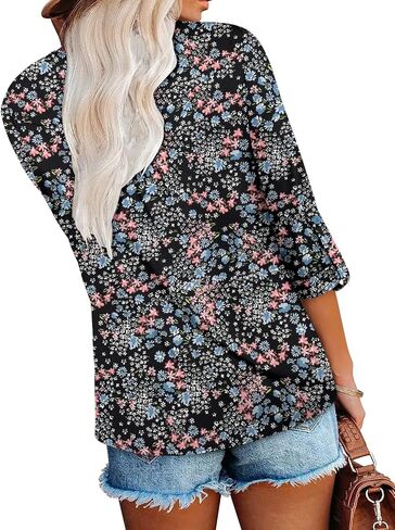 ROSELINLIN Womens Long Sleeve Tunic Tops Floral Fall Blouse Shirts in Kuwait