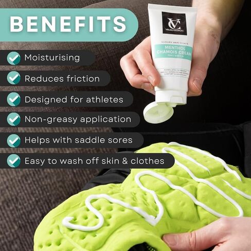 VeloChampion Luxury Chamois Cream for Cyclists, Runners and more | Vegan Anti-Chafing Cream for Men and Women | Reduces Saddle Sores and Friction (2.5 Fl Oz) in Kuwait