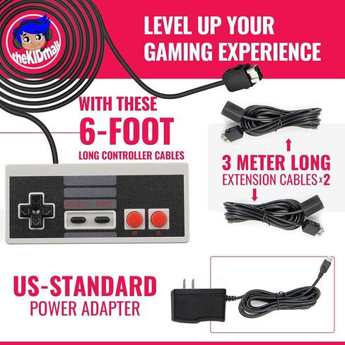 TheKidMall Accessory Bundle Compatible with Nintendo NES Classic Edition | Includes 1 Gaming Controller, 1 Power Supply and 2 Long Extension Cords for NES Classic Mini Console(NES System Not Included) in Saudi Arabia