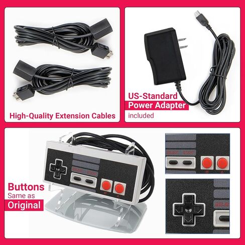 TheKidMall Accessory Bundle Compatible with Nintendo NES Classic Edition | Includes 1 Gaming Controller, 1 Power Supply and 2 Long Extension Cords for NES Classic Mini Console(NES System Not Included) in Saudi Arabia