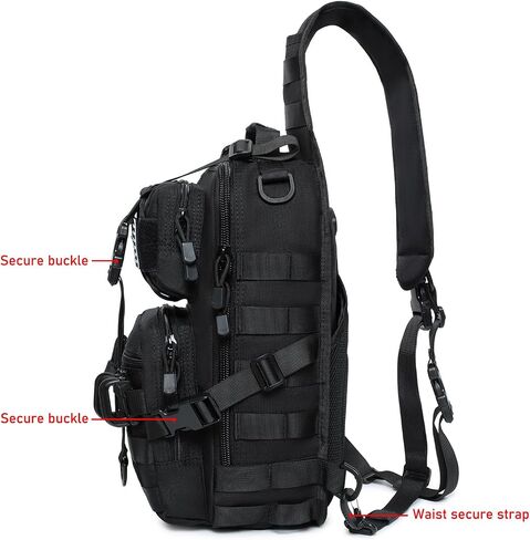 حقيبة ظهر تكتيكية بحمالة كتف عسكرية روفر بحمالة كتف EDC Molle Assault Range حقيبة كروس على الصدر (أسود) in Kuwait