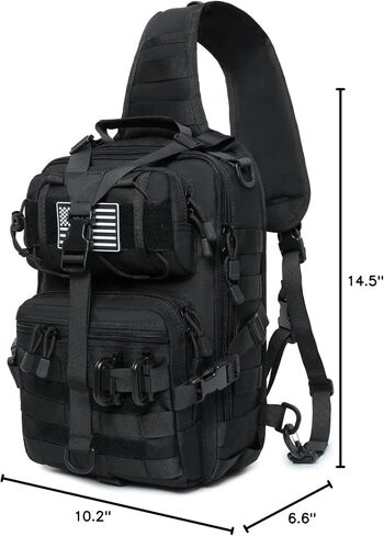 حقيبة ظهر تكتيكية بحمالة كتف عسكرية روفر بحمالة كتف EDC Molle Assault Range حقيبة كروس على الصدر (أسود) in Kuwait