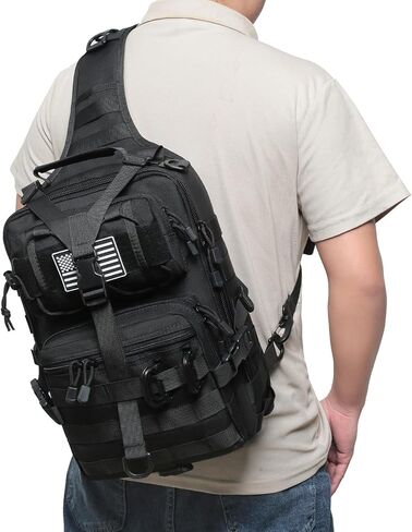 حقيبة ظهر تكتيكية بحمالة كتف عسكرية روفر بحمالة كتف EDC Molle Assault Range حقيبة كروس على الصدر (أسود) in Kuwait