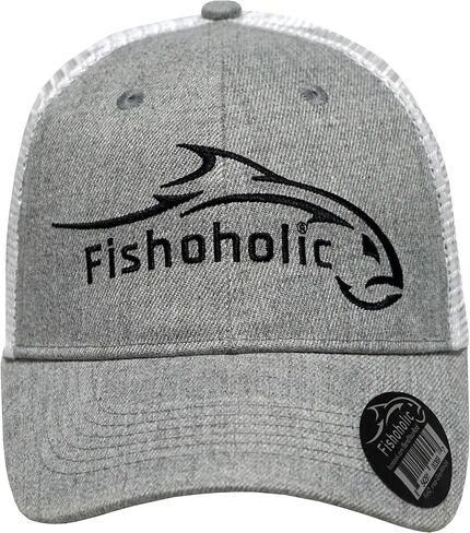 Fishoholic Snapback Baseball Fishing Hat - Mesh Trucker Fishing Gift for Dad Father in Kuwait