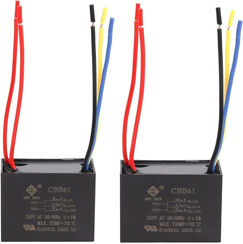 مكثف مروحة السقف CBB61 5 أسلاك 4 فائق التوهج+4.5 فائق التوهج+5 فائق التوهج متوافق مع مكثف مروحة 250VAC 50/60 هرتز (عبوتان) in Kuwait