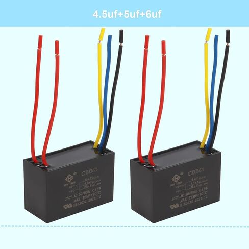 مكثف مروحة السقف CBB61 5 أسلاك 4 فائق التوهج+4.5 فائق التوهج+5 فائق التوهج متوافق مع مكثف مروحة 250VAC 50/60 هرتز (عبوتان) in Kuwait