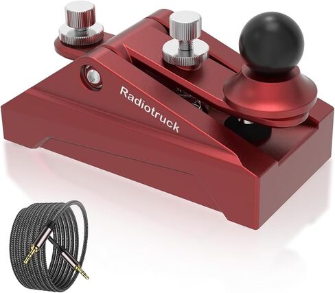 CW Telegraphy Key Auto Morse - Radio HAM Send Telegram Key Lambic Single Paddle Transmission Morse Code Key with Aluminum Alloy Body Base (Red) in Saudi Arabia