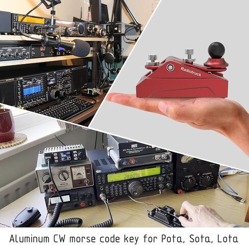 CW Telegraphy Key Auto Morse - Radio HAM Send Telegram Key Lambic Single Paddle Transmission Morse Code Key with Aluminum Alloy Body Base (Red) in Saudi Arabia