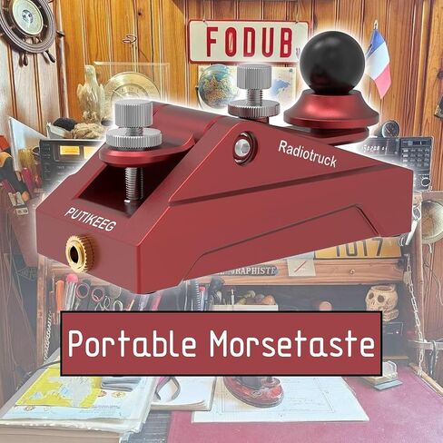 CW Telegraphy Key Auto Morse - Radio HAM Send Telegram Key Lambic Single Paddle Transmission Morse Code Key with Aluminum Alloy Body Base (Red) in Saudi Arabia