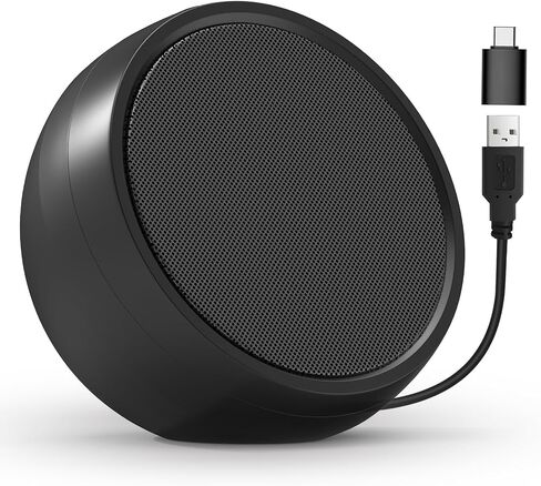 USB Computer Speakers for Desktop Monitor,Desktop Speakers with Loud Sound, Volume Control and Mute Button for Windows,Linux,Mac Air/Pro(USB-C to USB Adapter Included) (Black) (Black) (Black) in Saudi Arabia