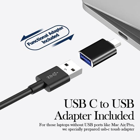 USB Computer Speakers for Desktop Monitor,Desktop Speakers with Loud Sound, Volume Control and Mute Button for Windows,Linux,Mac Air/Pro(USB-C to USB Adapter Included) (Black) (Black) (Black) in Saudi Arabia