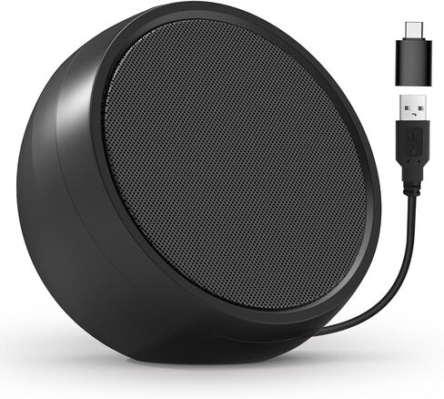 USB Computer Speakers for Desktop Monitor,Desktop Speakers with Loud Sound, Volume Control and Mute Button for Windows,Linux,Mac Air/Pro(USB-C to USB Adapter Included) (Black) (Black) (Black) in Kuwait