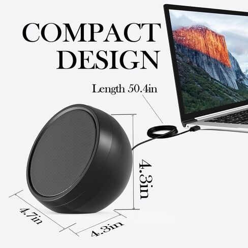 USB Computer Speakers for Desktop Monitor,Desktop Speakers with Loud Sound, Volume Control and Mute Button for Windows,Linux,Mac Air/Pro(USB-C to USB Adapter Included) (Black) (Black) (Black) in Kuwait
