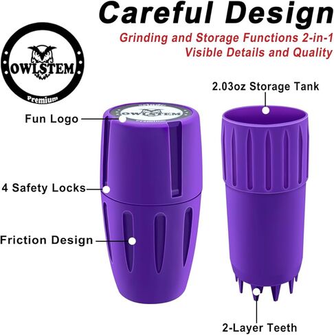 مطحنة، 2 في 1، تصميم للطحن والتخزين، مناسبة للاستخدام المنزلي والخارجي والمطبخ (أسود) in Kuwait