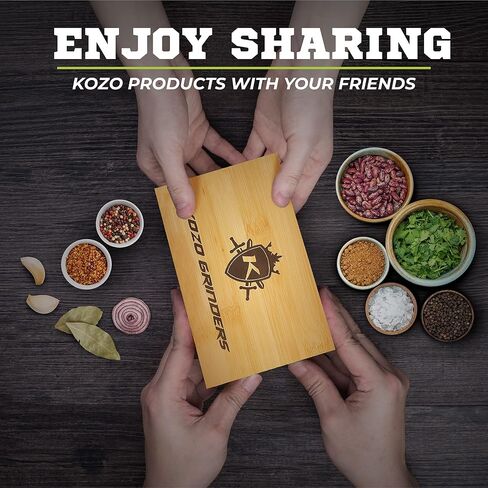 KOZO Premium Bamboo Box with Original Grinders, Tray, and UV Jar. Built-in Lock & Keys - Decorative Wooden Storage Box Set - Perfect for Your Accessories (Wood) (Modern) in Saudi Arabia