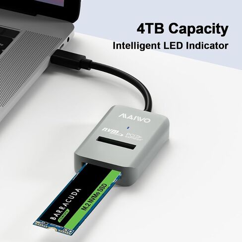 MAIWO M.2 NVMe to USB Adapter, USB C PCIe NVMe Dock, USB3.2 GEN2x1 10Gbps with UASP Trim, 4TB Capacity, Tool Free Lay-Flat NVMe SSD Enclosure Reader in Saudi Arabia