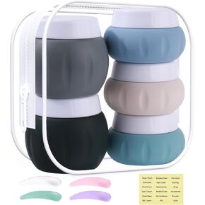 حاويات سفر لأدوات الزينة، معتمدة من إدارة أمن المواصلات الأمريكية، 1.7 أونصة 50 مل، برطمانات كريم سيليكون بحجم مناسب للسفر، خالية من البيسفينول أ، أساسيات سفر مانعة للتسرب مع غطاء لمستحضرات التجميل وكريم الجسم والوجه والمعكرون (4 عبوات) in Kuwait
