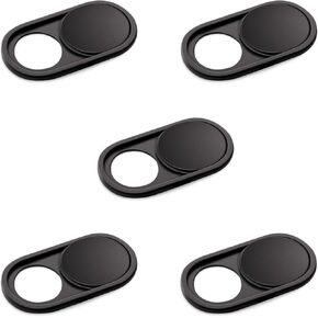 CloudValley Camera Cover Slide, 0.026 Inch Metal Webcam Cover for MacBook Pro, MacBook Air, Laptop, Mac, PC, iPad, iPhone, Ultra-Thin Privacy Covers [Black - 5 Pack]