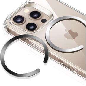ESR for MagSafe Ring, Ultra-Thin (0.4mm) for MagSafe Sticker, 2 Pack Universal Magnetic Wireless Charger Conversion Kit for iPhone 16/15/14/13/12, Galaxy S23/S22, MagSafe Accessories, Black and Silver