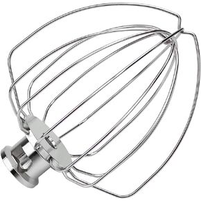K45WW Wire Whip Stainless Steel Whisk Replacement Attachment for KitchenAid Tilt-Head Stand Mixer, for Egg Heavy Cream Cakes Mayonnaise, Dishwasher Safe