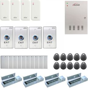 Visionis FPC-6553 Four Doors Access Control TCP / IP Wiegand For Outswing Electric 1200lbs Mag Lock Controller Box + Indoor / Outdoor Card Reader + Software Included + 20,000 Users