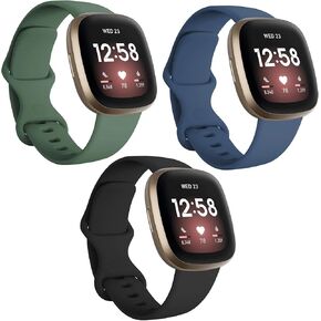 relacement band for Fitbit Versa 4，Versa 3, Sense 2, Sense Sport Band Accessories Watchbands, 22 Color Classic TPU Watch Band with Stainless Buckle for Fitbit Versa 4 Smartwatch Large Small