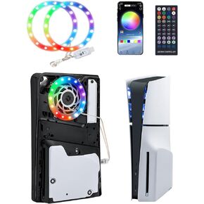 Mcbazel RGB LED Light Strip for PS5/PS5 Slim /PS5 PRO Console, IR Remote/APP/USB 3 Control Methods, 8 Colors 400+ Effects DIY Decoration Accessories Flexible Tape Light Strips for PS5/PS5 Slim Console
