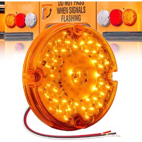 TRUE MODS 2pc 7" Round 47-LED Turn Signal Tail Light For School Bus Transit Vehicles Refuse Hauler [DOT FMVSS-108] [SAE I6] [TBT Function] [9-16V DC] For Trailer Truck - AMBER