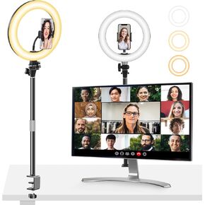 Ring Light for Computer Video Conferencing/Zoom Meeting/Studio-12 '' Desk Ring Light with Mount Stand,Stream Light with 13.5-22.7 in Adjustable Clamp Stand & Phone Holder for Webcam/Camera