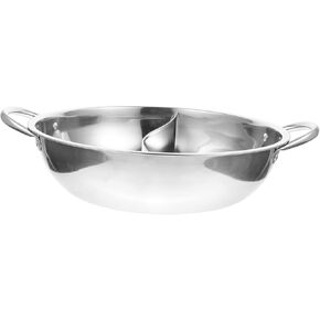 KICHOUSE Stainless Steel Divided Hot Pot Pan for Induction Cooktop Gas Stove Versatile Double Boiler Design for Cooking Serving with Easy Cleanup Ideal for Electric Stoves