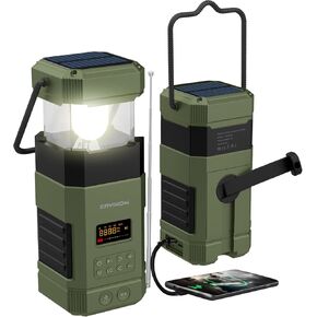 Hand Crank Emergency Radio Camping Lantern LED Solar Bluetooth Speaker,Portable AM FM NOAA Weather Alert Waterproof Outdoor Wind Up Radio Flashlight Cell Phone Charger,Battery Power Outage Hurricane