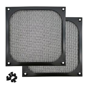 140mm Desktop Computer Case Fan Dust Filter Grills Dustproof Case Cover with Screws, Aluminum Frame Ultra Fine Stainelss Steel Mesh, Black Color - 2 Pack