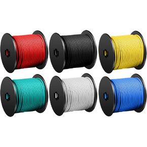 SUZCO 14 Rolls 100FT Automotive Primary Wire Spools Single Conductos Standards 14 Gauge SAE J1128, M1L56A & MS3450 CCA Low Voltage Electrical Hookup Wiring for Car Audio Stereo Trailer (1400FT Total)