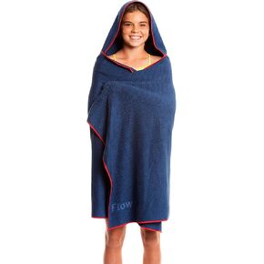 Flow Quick Dry Swim Towel with Hood - Microfiber Hooded Towel for Competitive Swimming and Other Water Sports (Navy)