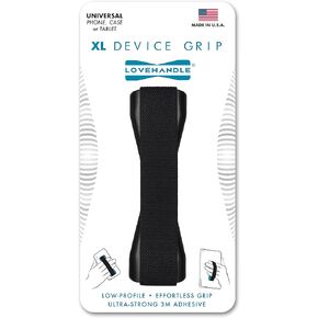 LoveHandle Tablet/XL Grip for Most Tablets and Large Smartphones, Black Elastic Strap Finger Grip with Black Base (LHT-01-Black)